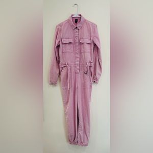 Wild Fable Utility Jumpsuit Long Sleeve Pink Denim Size Small EUC